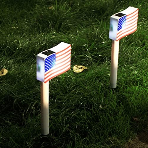Valiclud Соединетите држави знаме 2 парчиња соларни фенери за влогови на светла, светла на американски знамиња Пејзаж Патриотски Денот на независноста