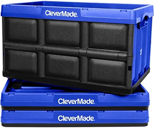 Clevermade 62L склопувачки канти за складирање - издржливи пластични алативи за преклопување, цврсти контејнери за стабилни wallидови