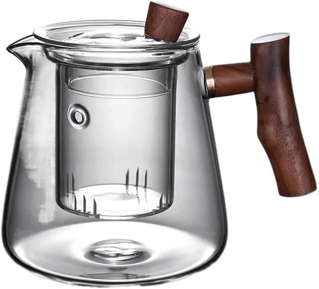 Дрвен стаклен чај вода за раздвојување на вода меур чајник со еден тенџере со висока температура отпорен на задебелен чај чај чај сет