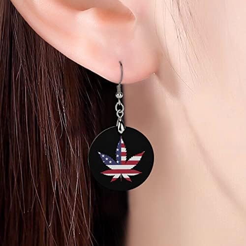 Плевел американско знаме дрвени обетки околу приврзоците за висини куки за уво накит за жени