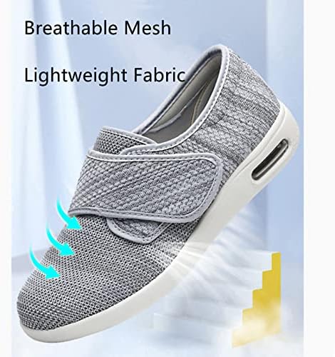 Maенски дијабетични чевли Maifif, дополнителни чевли со широка ширина со лесна дише прилагодливо затворање патики за одење за дијабетичари,