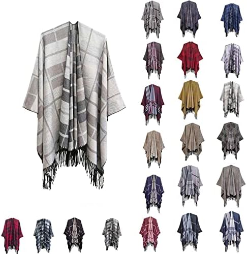 Женски ќебе шалови обвивки за зимски класичен печатен отворен фронт кардиган џемпер пржени полите наметка карирани шалови за жени