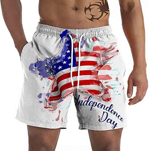 Менс бикини за пливање за пливање машка графичка плажа панталони Обични шорцеви 3д четврти јули знаме шема ретро плажа костум за мажи