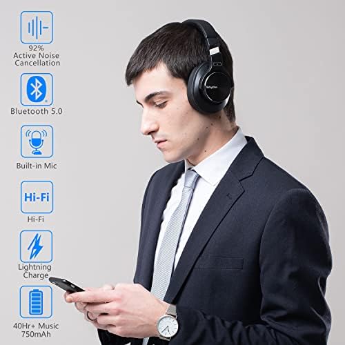 Слушалки за откажување на активен шум на SRHYTHM NC25, Службени слушалки за слушалки со ANC со NC75 PRO Bluetooth v5.0 безжичен, 40 часа