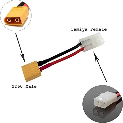 Linsyrc 4pcs xt60 приклучок машки конектор со адаптер за женски конектор за big-tamiya со 3,93inch 14awg силиконска жица