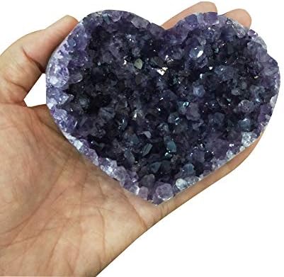 Кристал кластер срце природен аметист кластер срце минерален спецификација за лекување кристален камен дома декора