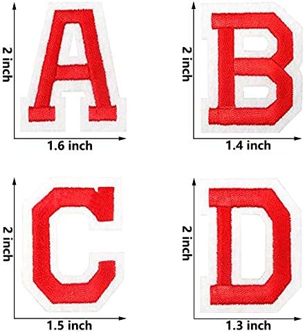 Црвени букви закрпи 26 парче железо на букви Апликација шијат на закрпи Азбука А-Ззнаени закрпи Прилагодено име значка за лепенка
