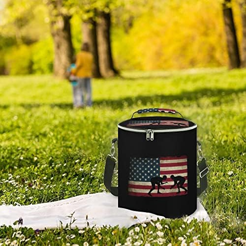 Борење Со Знаме НА САД - 1 Торба За Ручек Отпорна На Истекување Чанта За Ладилник За Повеќекратна Употреба За Канцелариски Пикник Плажа