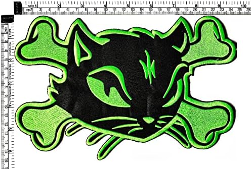Кленплус. Голем Голем Џамбо Ноќта На Вештерките Зелена Црна Мачка Со Самострел Цртан Филм Железо На Закрпи Моден Стил Везени Мотив Апликација Декорација