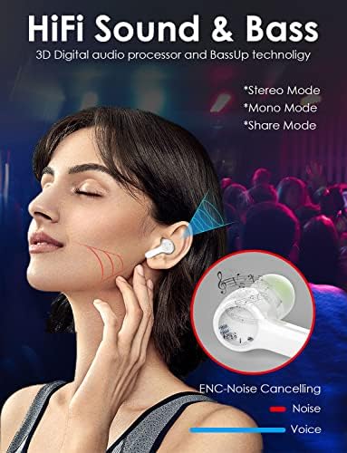 [Бисер Бело] Bluetooth Слушалки XLeader Про Паметни Допир Безжични Слушалки со HIFI БАС USB-C Полнење Случај Микрофон 48H Playtime