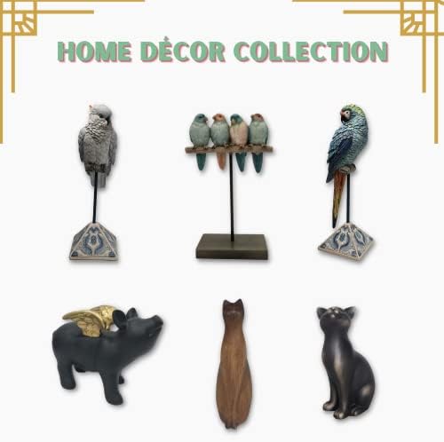 Удобен час 10 Полирезин четири птици врапчиња што се собираат на декор за таблети, разнобојно, колекција на домови