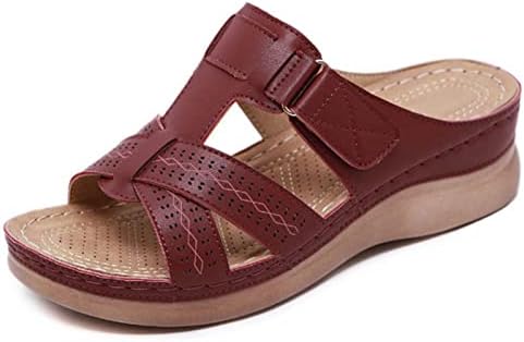 Ортопедски сандали за жени што шетаат папучи со лак за поддршка против лизгање на сандали со дишење на азмани на женски платформа, клин сииди сандали отворени пети