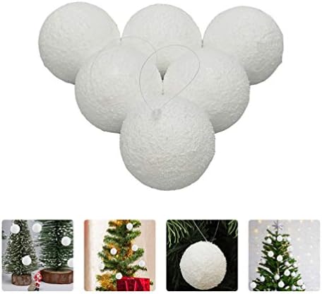 Nuobesty 6pcs Божиќна пена топка полистирен занаетчиска пена бела Божиќна занаетчиска топка новогодишна елка DIY занаетчиски