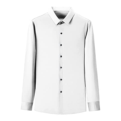 Машка брчка бесплатна кошула за обичен фустан, редовно копче за вклопување надолу кошули со цврста јака од вртење со долги