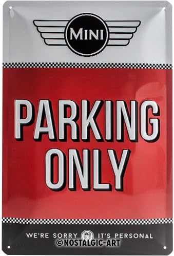 Носталгично-Уметност Ретро Лимен Знак - мини – паркинг само идеја За Црвен Подарок за Навивачите На Купер, 20 х 30 см, Метална Плоча