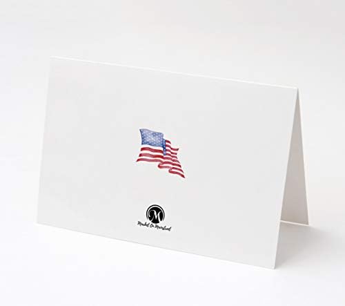 M пазарот на мејнстрит starsвезди и ленти во САД, американски картички со знаме, 25 празни картички со коверти, направени во САД