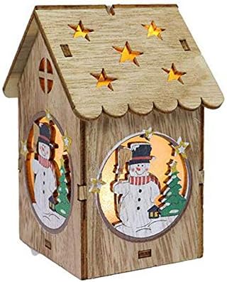 LED светлина дрвени кукли куќа Вила Божиќни украси Божиќни дрво виси декор - дрвени блескави светла мали куќи подароци Божиќ Денот