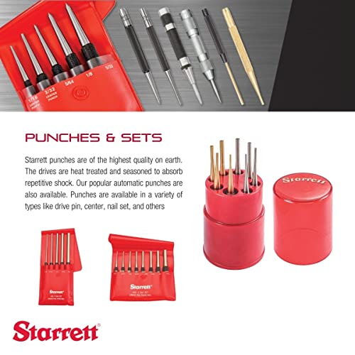 Starrett Steel Brick Punch со ножена зафат за прецизно позиционирање и безбедно држење - зацврстен и кален челик, 4 должина, 5/32 Топена