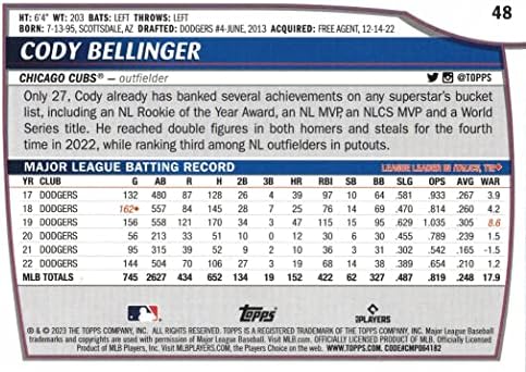 2023 Топс Голема Лига #48 Коди Белингер Бејзбол Картичка Младенчиња