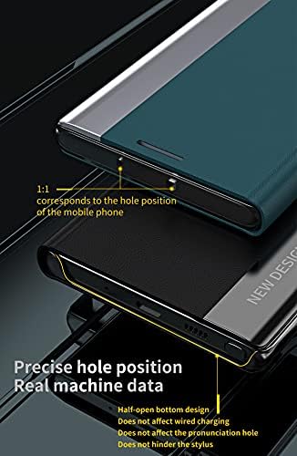 Isnzaq Samsung Galaxy A22 5G Flip Телефон Случај, Хард СТП + Tpu Кожа Мода Тенок Удар Отпорни Магнетни Целосна Тело Заштитни Kickstand