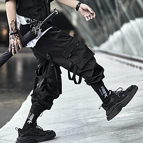 Xyxiongmao тактички џогер карго панталони хип хом харем технолошки улична облека за мажи за поток, лабава обични панталони