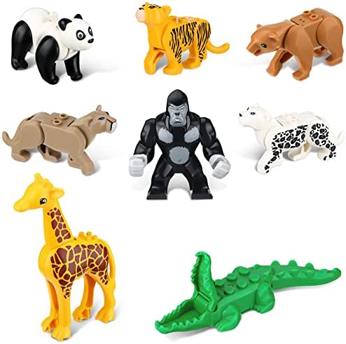 8 Парчиња Џунгла Животни Фигури Пријателски Животни Градежни Блокови Додаток Модел Играчки Со Жирафа Шимпанзо Крокодил Панда