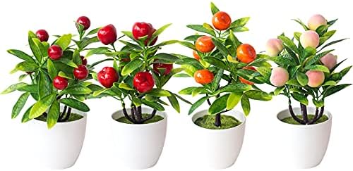 Сукпур Вештачки Кондензиран Овошно Дрво Бонсаи, Вештачки Мини Пластични Овошни Растенија За Домашна Свадбена Забава Бонсаи Декор Лажни Зелени