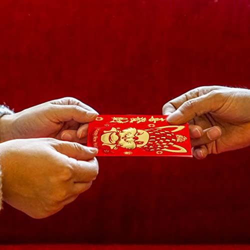 АБУФАН 66 парчиња Кинески Новогодишни Пликови За Пари 2023 Година На Зајакот Хонг Бао Кинески Хороскопски Црвени Пакети Среќни