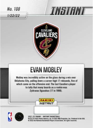 Еван Мобли Кливленд Кавалиерс Фанатици Ексклузивни паралелни Панини Инстант Мобили повлекува 17 табли единечна картичка за тргување со