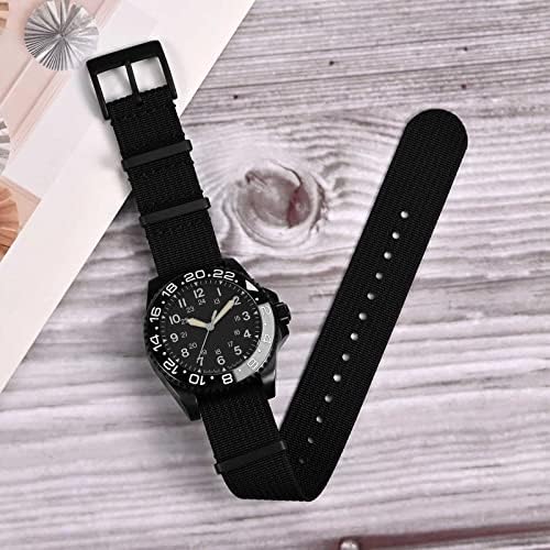 Annefit Nylon Watch Band 20 mm, едно парче водоотпорни воени ленти за часовници со тешка црна тока