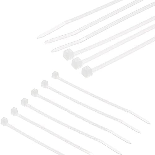 Rojwei 100pcs Индустриски бел најлонски кабелски врски, 8 инчи тешка врата за вратоврска, кабелски врски од 40lb за дома 、 Градина 、 Гаража