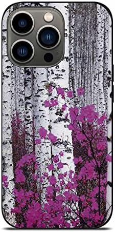 Куќиште За Покривање На Дрвото ИБИЛИУ Компатибилно Со Iphone Бреза Дрво Виолетови Цвеќиња Телефонски Случај Компатибилен Со iPhone 13 Pro 6.1