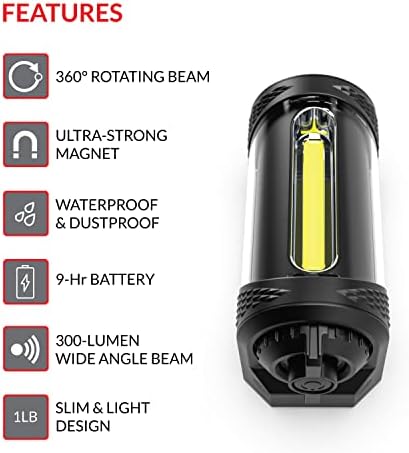 Рота-светло- Најновиот светски светлосен светло, изненадувачки светла 350 LED фенерче за полнење на LED со ротирачки зрак, IPX4