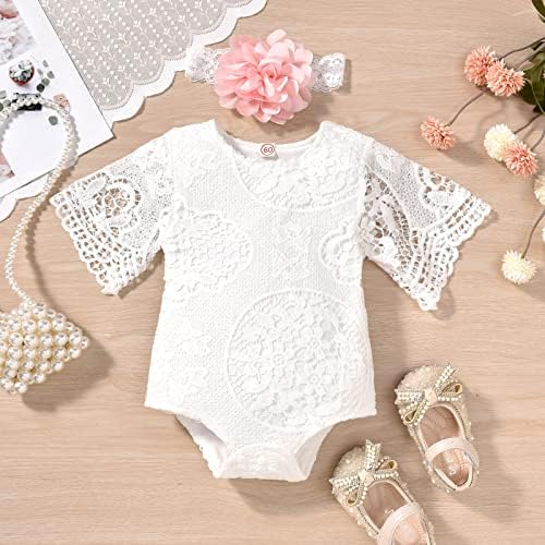 Облека за бебе девојче Унитило 0-18 месеци чипка ромпер врвот + кратки панталони Пролетни летни облеки сет