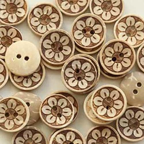 50 парчиња/лот 13-18мм цветни кокосови копчиња за шиење дрвени копчиња 2-дупки за облека за облека
