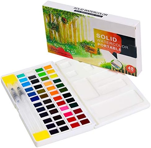 Детска акварела боја сет уметнички материјали Сликарство подароци за уметници Возрасни тинејџери сет од 48 разновидни живописни бои со палета