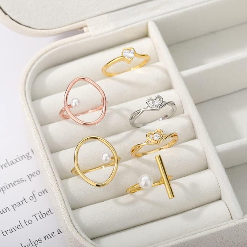 Деве Среќни прстени за жени гроздобер природни бисерни прстени циркон тренд свадба златен накит за грил - розово злато - расположливо