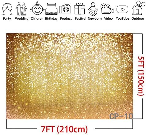 LYWYGG 7x5FT Винил Фотографија Позадина Златни Честички Speckle Сонува Фантазија Сон Како Тема Метал Празнична Празник Партија Декоративна