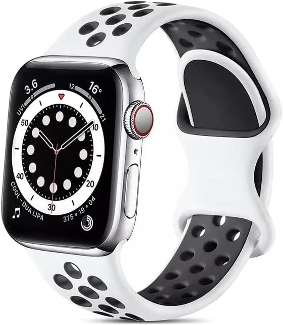 Apple Watch Band 42/44mm за мажи/жени, перформанси, дишење, мека силиконска замена за лента за замена за SE & Series 8 7 6 5 4 3 2 1