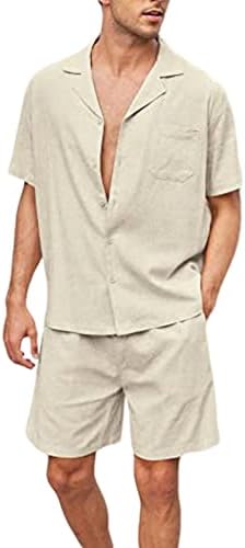 Маж со 2 парчиња кошула со 2 парчиња се поставува случајно копче за кратки ракави на врвот на кошулата и шорцеви летни облеки на