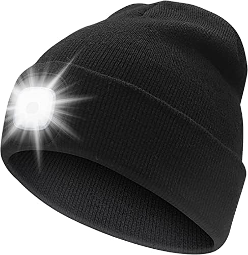 Ronges LED Unisex Beanie Hat со USB -полначка светлина, капачиња без плетени капаци за надворешно и затворено, за мажи жени татко татко