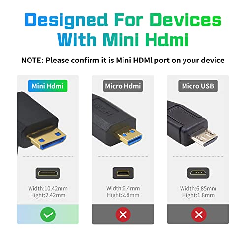 Duttek 8k 90 степени мини HDMI до HDMI 2.1 кабел, 48gbps надолу Ангел мини HDMI машки до женски кабел, ултра тенок, краток HDMI