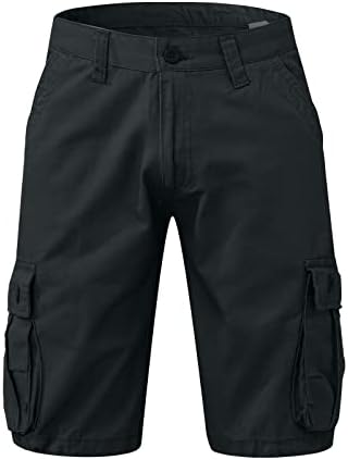 Овермални машки отворени лабави панталони со повеќе џеб со цврста боја карго шорцеви