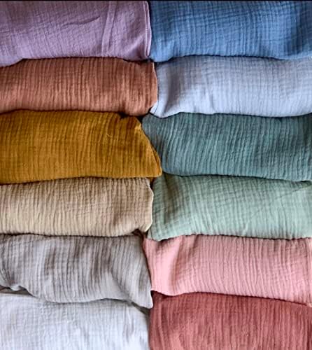 Unisex Muslin цврсти неутрални чаршафи во боја на креветчиња за момче или девојче одговара на стандардна креветчето