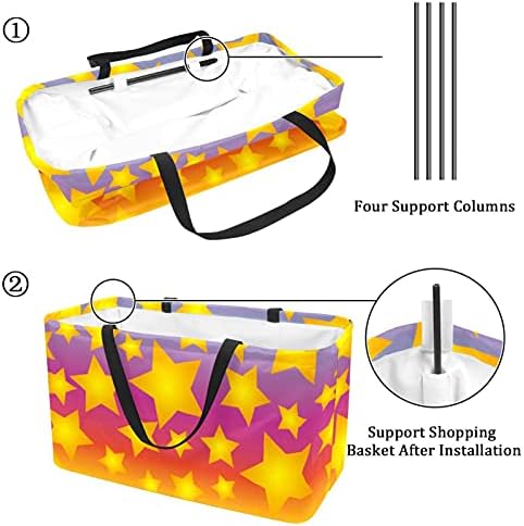 50L Купувачки торби шарени забавни starвездички склопувачки кутии за намирници торба со рачки, еднократно