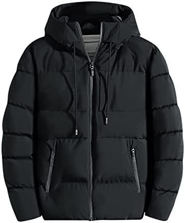 Ветровито снежен палто за машка памучна меур јакна со долги ракави атлетска надворешна облека ватиран лесен пуфер јакни