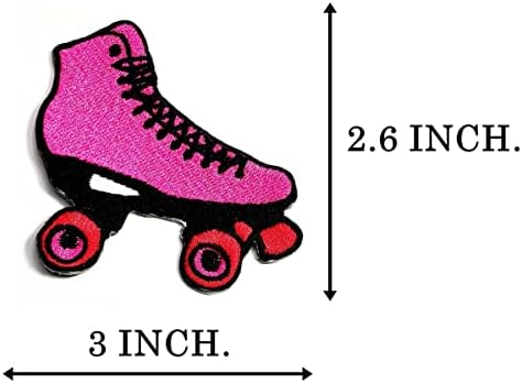 Еднаш x 3 парчиња. Розови чевли ролериски лизгалки деца цртан филм лепенки извезени апликации шијат или железо на закрпи резерви Девојки