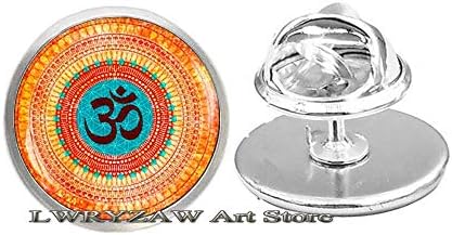 Бохо Ом Брух, пин за медитација на јога, подарок за накит за духовен јога, будистички амајлија брош, ом пин, М64