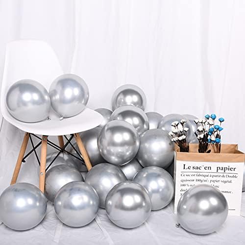 Метални Сребрени Балони за Забава 50 парчиња Латекс Хром балони Со Дебелина од 12 инчи За Роденденска Семејна Забава Свадбена Забава Материјали За Украсување Туш За