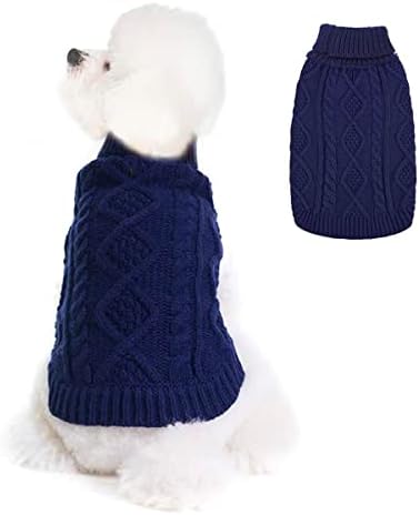 Џемпер за кучиња - класичен плетен кабел плетен кабел, плетено палто, топло милениче зимска облека облеки за домашни миленици мачки мачки